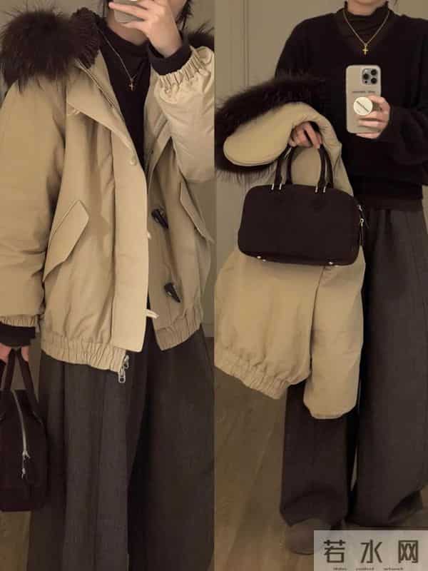 在冬天会穿驼色羽绒服，时髦又高级！