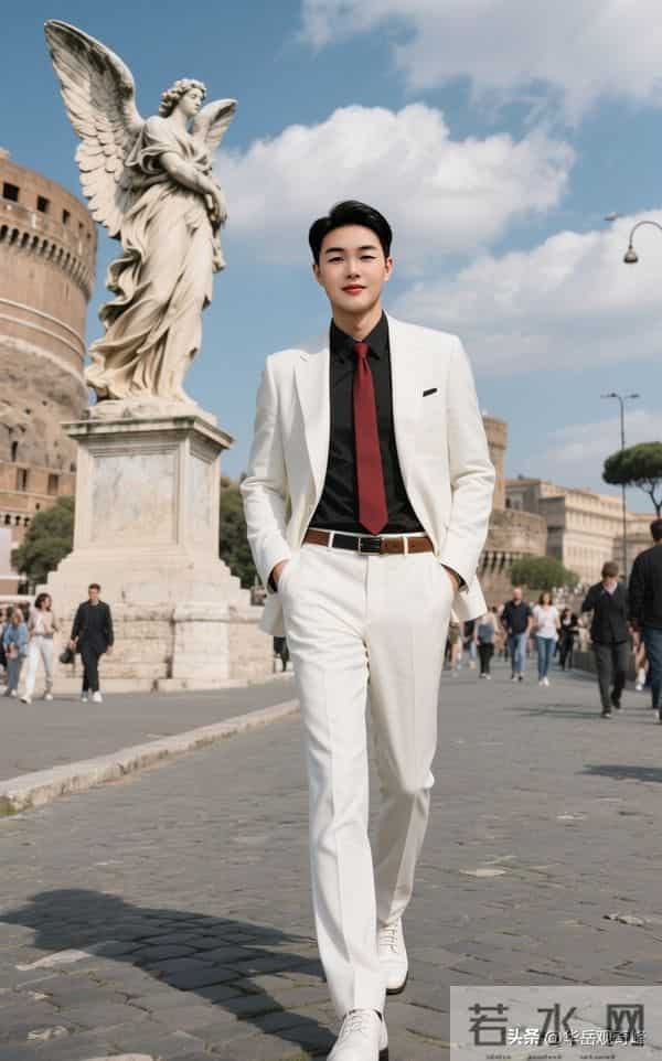 东方大叔立罗马，时尚与历史共舞；一幅雅致格调的跨国画卷！