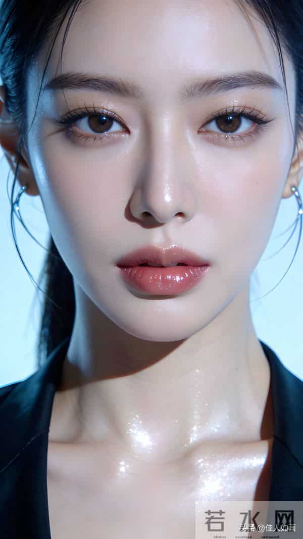 黑发红唇+水光感,高级又惊艳