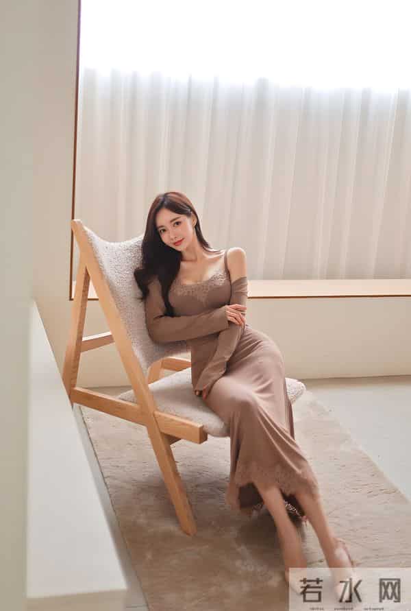 孙允珠4K修复图集：苦咖雪茄蕾丝刺绣披肩雪纺裙