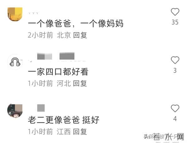 王雷四岁小儿子可爱像爸 大儿子肉嘟嘟像李小萌 一家四口共用一张脸