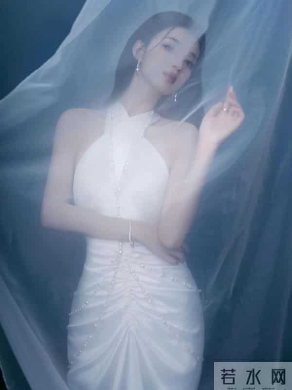王楚然 白色纯洁挂脖礼服 温柔优雅