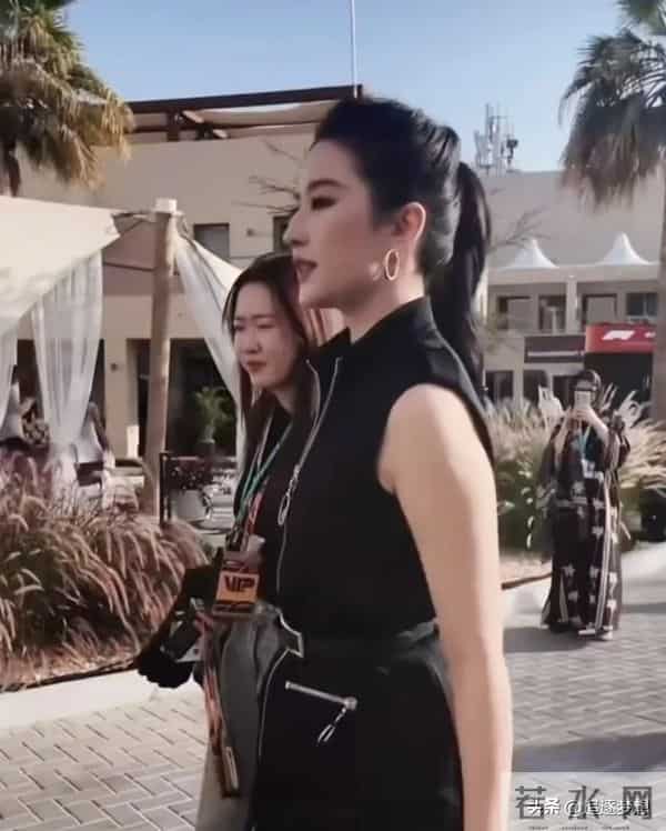 刘亦菲现身阿布扎比观看比赛,扎高马尾戴墨镜又飒又美气场好强大