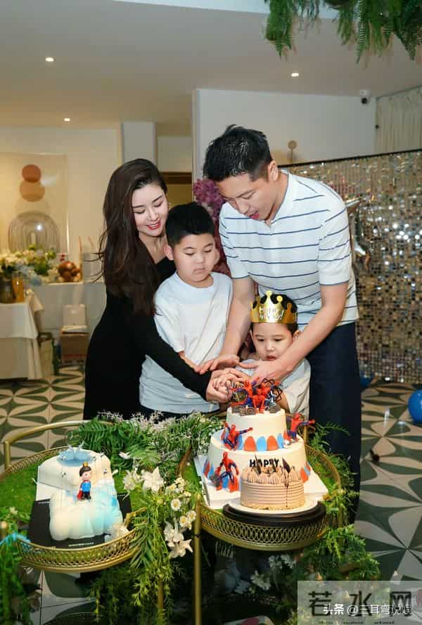 王雷李小萌为小儿子办生日派对,一家四口装扮精致,两儿子都像爸