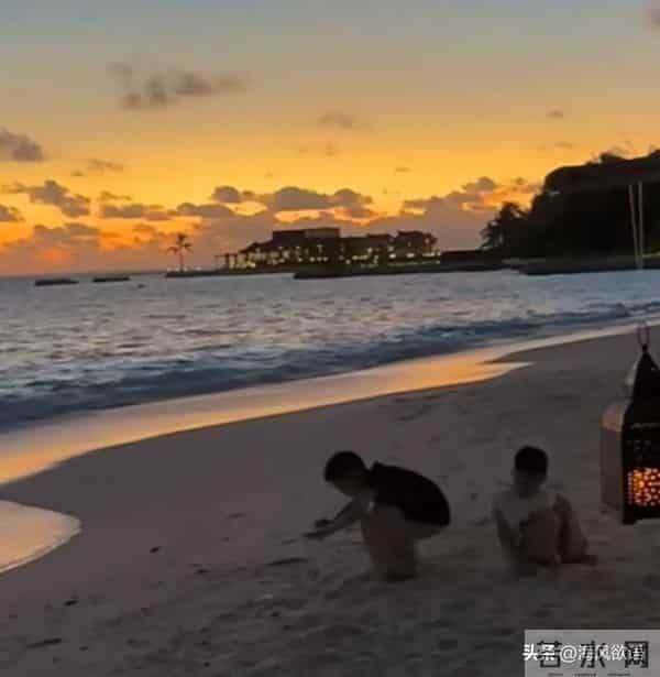 马龙一家海岛度假,夏露戴草帽甜笑似女星,他陪两儿子潜水超有爱