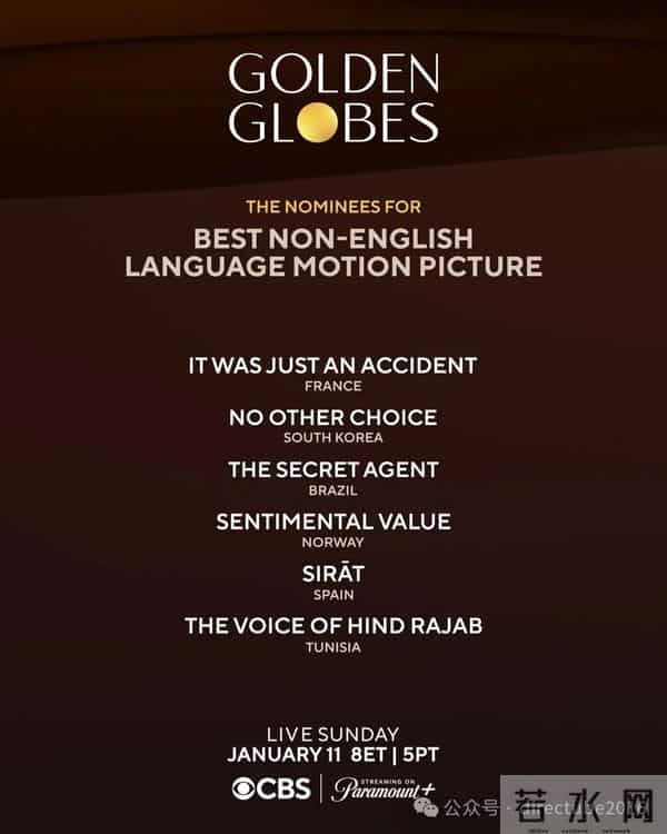 2026金球奖提名正式公布，《一战再战》《情感价值》领跑