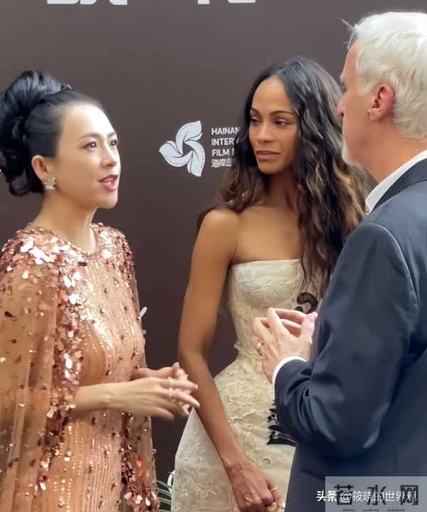 三亚红毯上有趣一幕,章子怡和导演交谈眉开眼笑,孙俪站边成陪衬