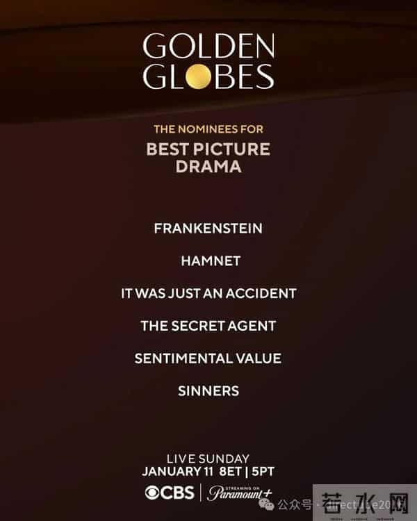 2026金球奖提名正式公布，《一战再战》《情感价值》领跑