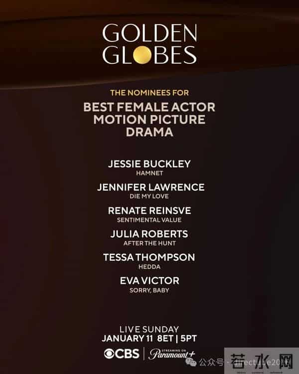 2026金球奖提名正式公布，《一战再战》《情感价值》领跑