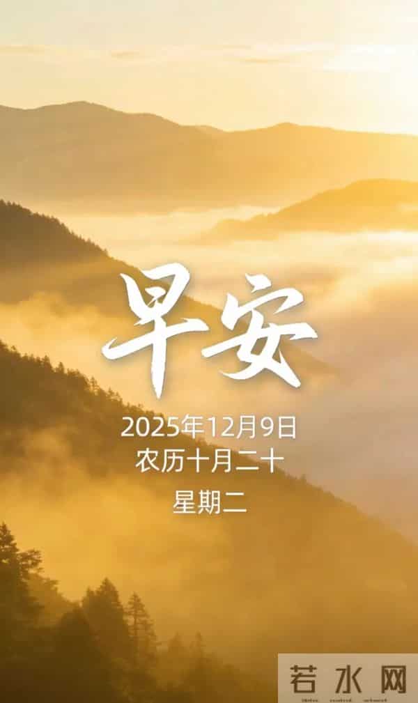 2025.12.9 冬天周二早安愉快！最新精美周二早上好温馨祝福语图片