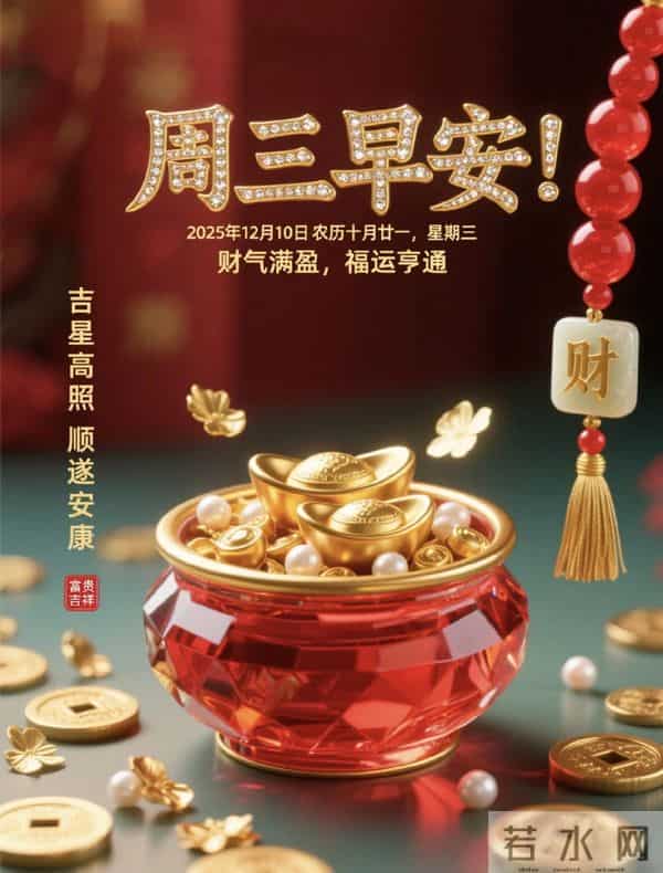 2025.12.10 冬天周三早安愉快！最新精美周三早上好温馨祝福语图片