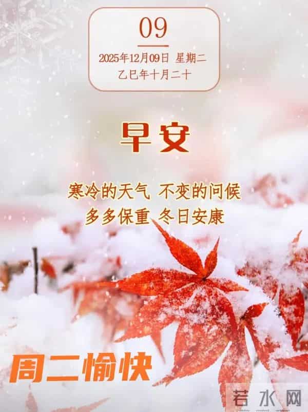 2025年12月9日早上好 早上好温馨问候祝福语 早安精美图片 周二愉快