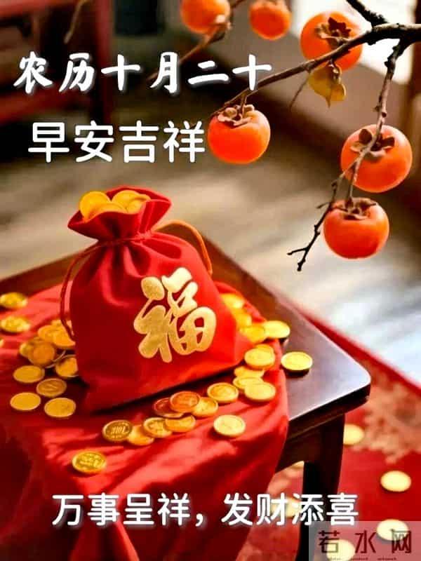 农历十月二十早安祝福｜愿您开门见喜 抬头见福 走路带财 相伴好运