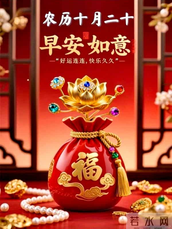 农历十月二十早安祝福｜愿您开门见喜 抬头见福 走路带财 相伴好运