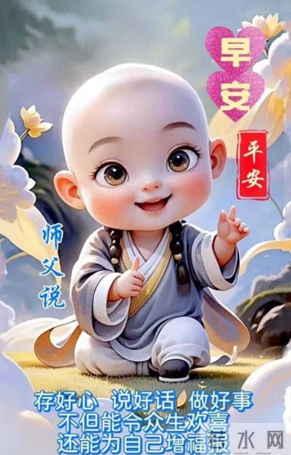 禅意小沙弥,晨安递福暖日常