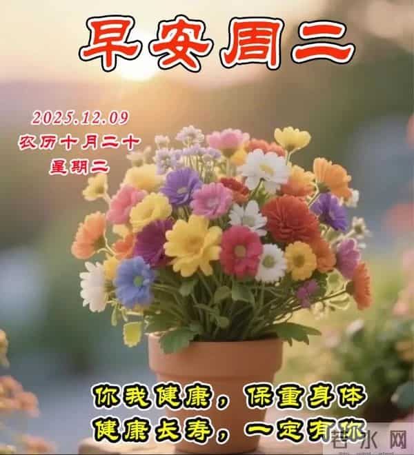 2025.12.09今日十月二十——早上好，周二祝福问候语，早安图片