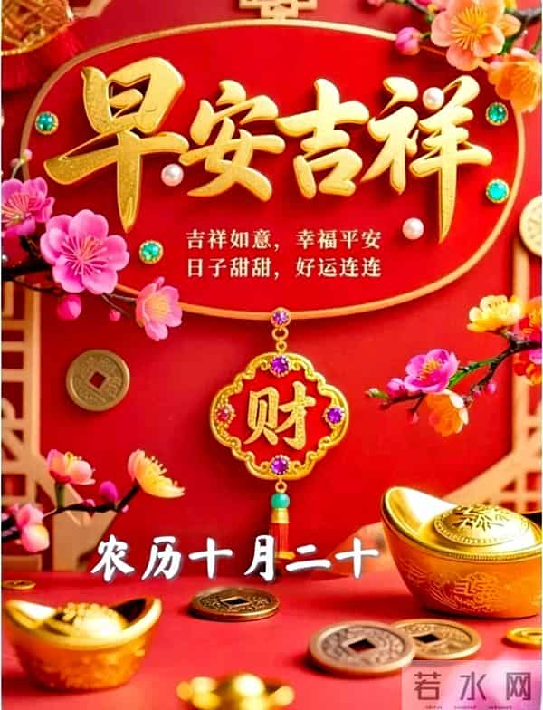 农历十月二十早安祝福｜愿您开门见喜 抬头见福 走路带财 相伴好运