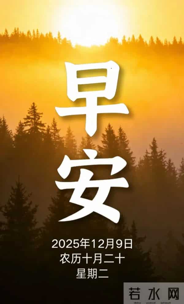 2025.12.9 冬天周二早安愉快！最新精美周二早上好温馨祝福语图片