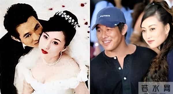 1999年，李连杰和利智结婚一脸兴奋眼神锁定，利智躲着不跟他对视