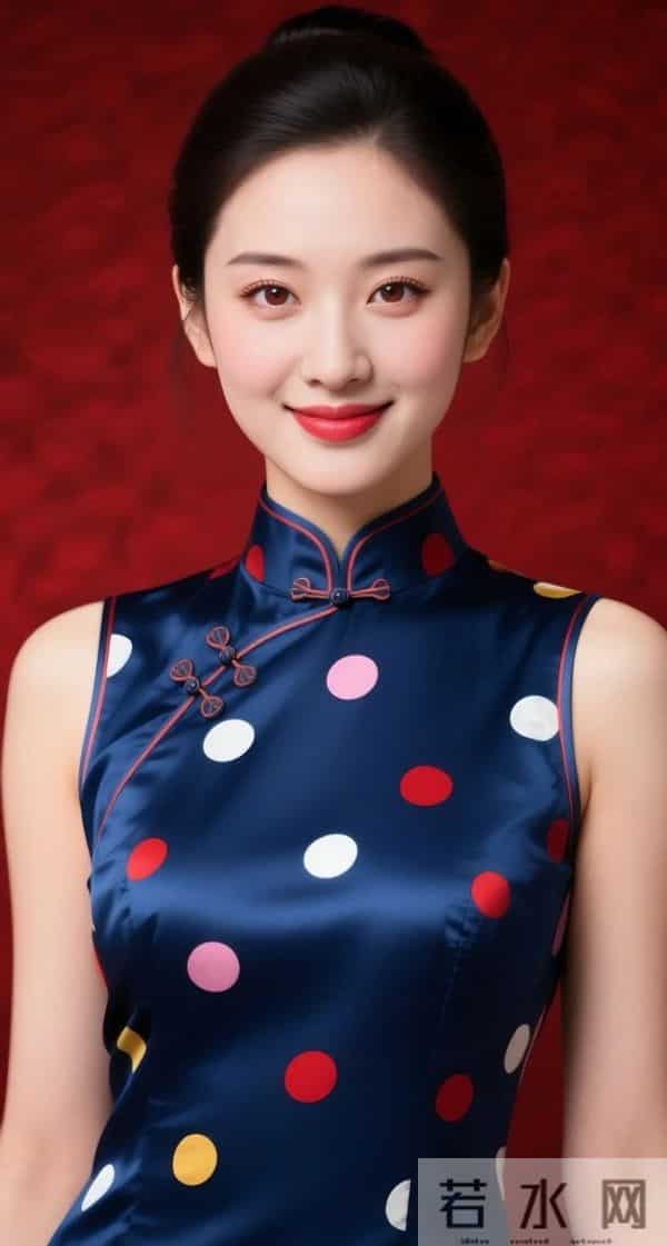 彩色圆点图案旗袍的魅力
