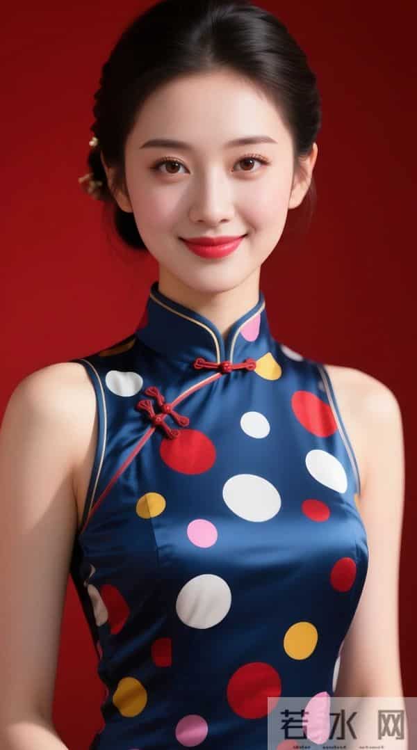 彩色圆点图案旗袍的魅力