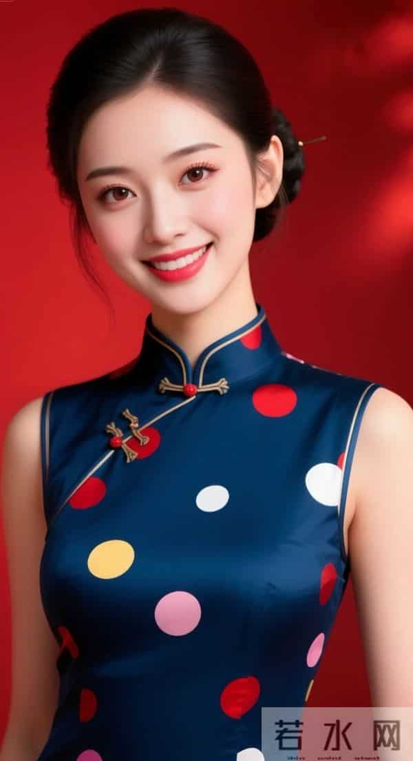 彩色圆点图案旗袍的魅力
