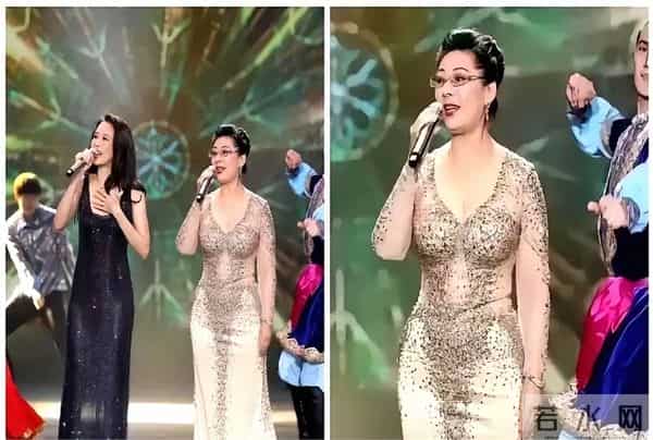 72岁的关牧村，跟莫文蔚站一块儿。一个珠圆玉润，一个骨感纤细。