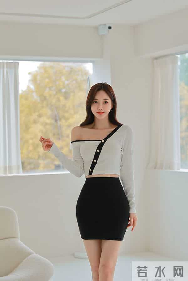 孙允珠——春杏若白斜肩微透清朗包臀裙