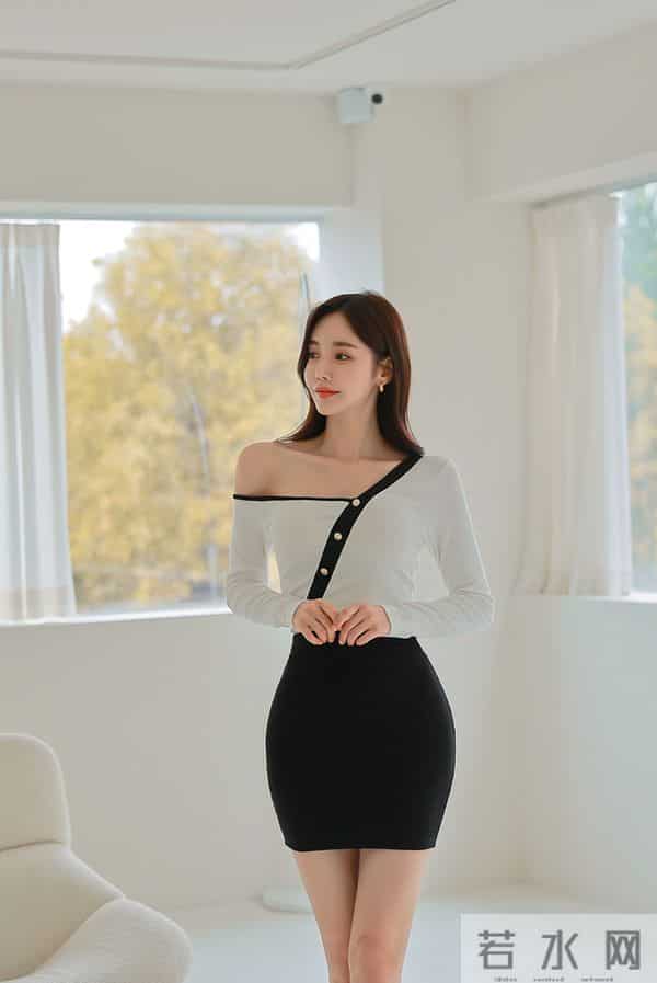 孙允珠——春杏若白斜肩微透清朗包臀裙