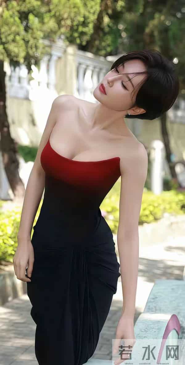 秦岚 抹胸高叉裙