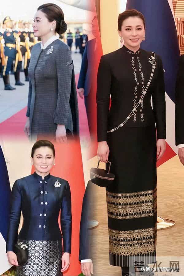 泰王后苏提达访华三连造型:灰斗篷藏智慧,黑金泰服显风骨