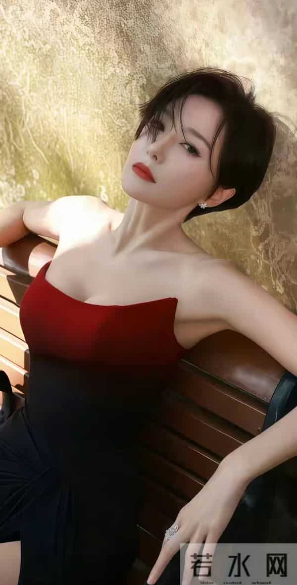 秦岚 抹胸高叉裙