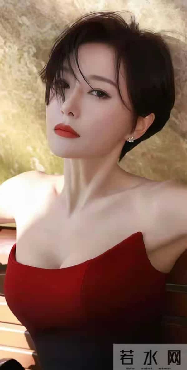 秦岚 抹胸高叉裙