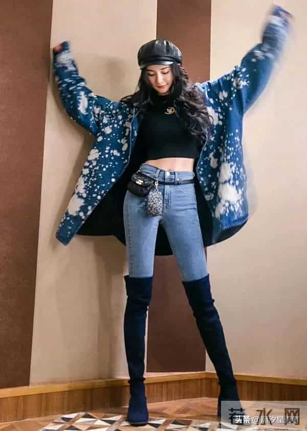 杨幂这波牛仔裤穿搭，把“日常辣妹”焊在身上了
