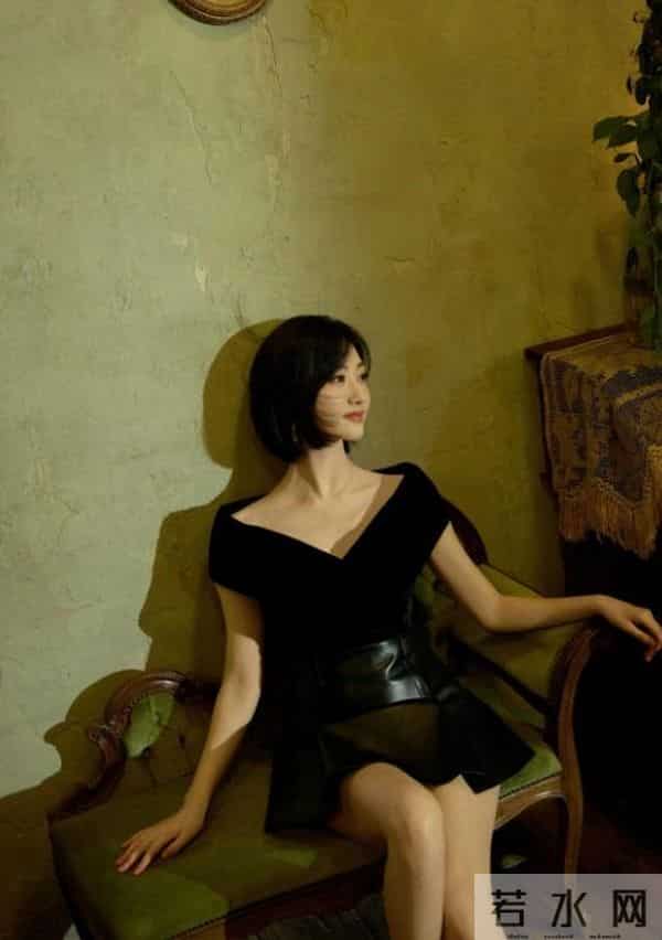 景甜 黑色包臀裙氛围感写真