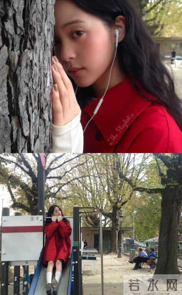 欧阳娜娜大红色风衣配小高跟,私下可爱贪玩美少女一枚!