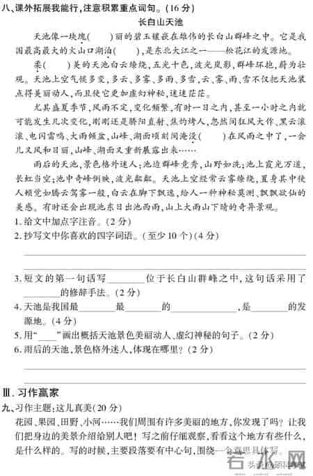 三年级语文上册1~8单元试卷（全集）自主检测必备