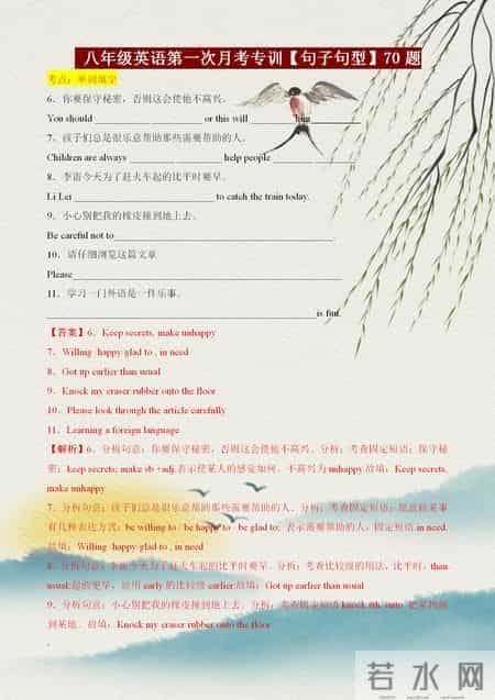 八年级英语能力提升专训——全册句子与句型汇总（尖子生必备）