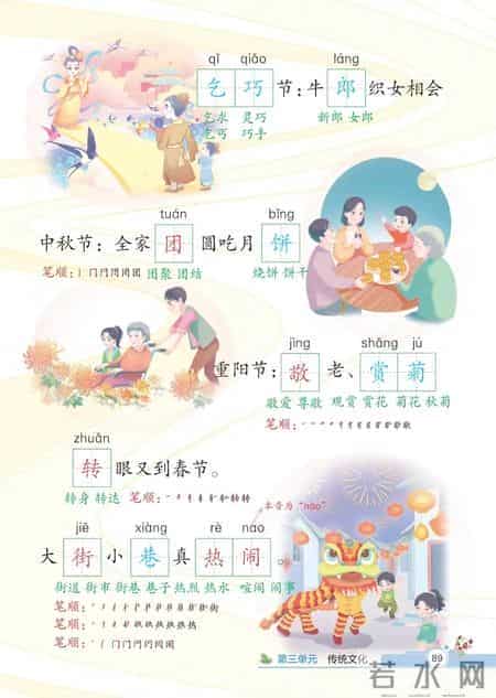 二年级语文下册，第三单元识字2《传统节日》课堂解析，收藏备用