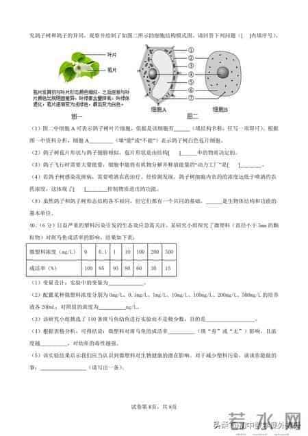 2026七年级“小四门”生物期末试题-家长速收藏！明年备考可用