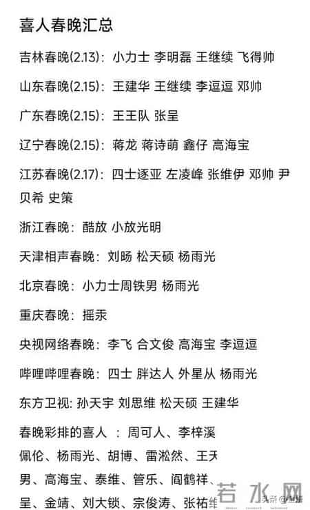 2022年春晚节目单表