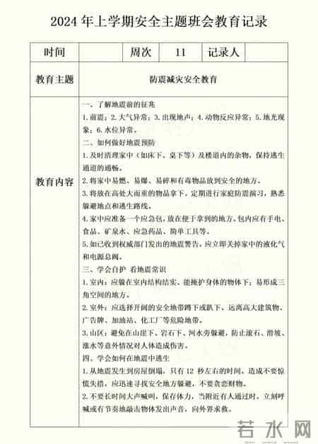 2024年上学期安全主题班会教育记录