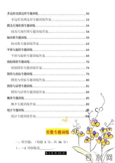 初中数学：各考点、难点专题专项练习大全，附答案，有针对性