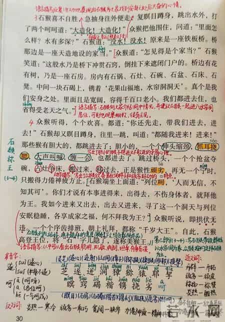 猴王出世教学设计,五年级下册语文，第7课《猴王出世》笔记+课堂解析，收藏预习