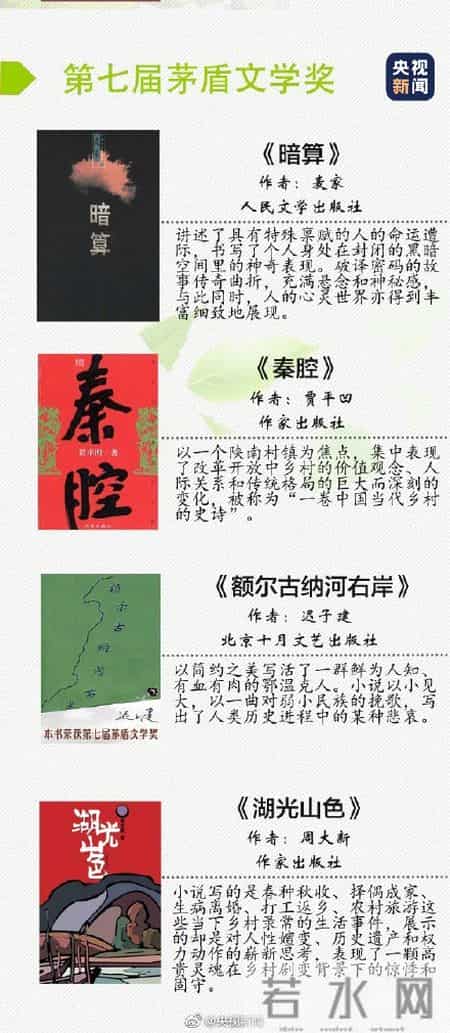 摘抄网,转存！10届茅盾文学奖经典集合