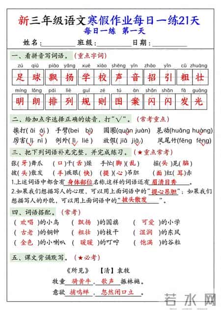3年级寒假作业答案