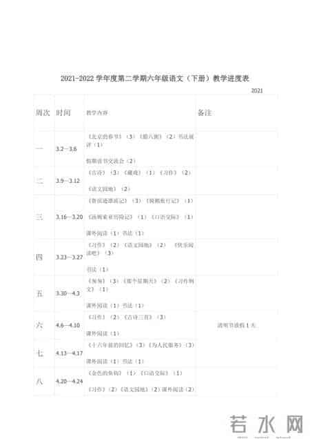 统编版语文六年级下册教学计划汇总