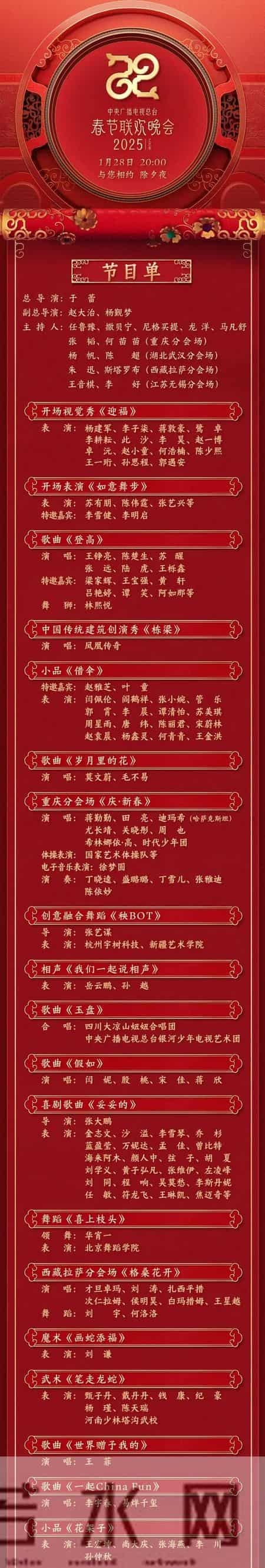 2025年央视春晚节目单公布！小品界的“钉子户”几乎集体消失