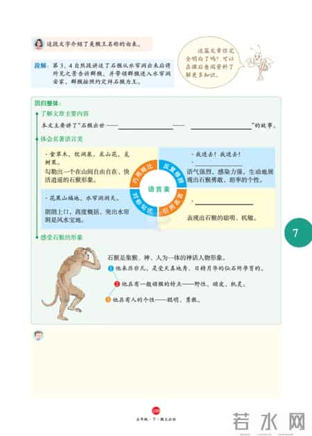 猴王出世教学设计,五年级下册语文，第7课《猴王出世》笔记+课堂解析，收藏预习