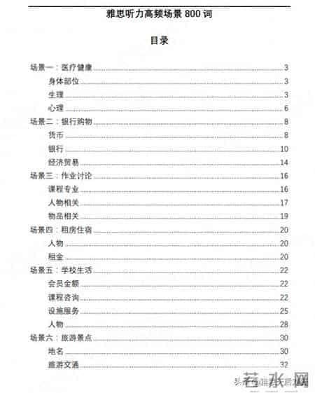 【雅思听力高频场景800词】PDF免费领，提升听力成绩的秘密武器！
